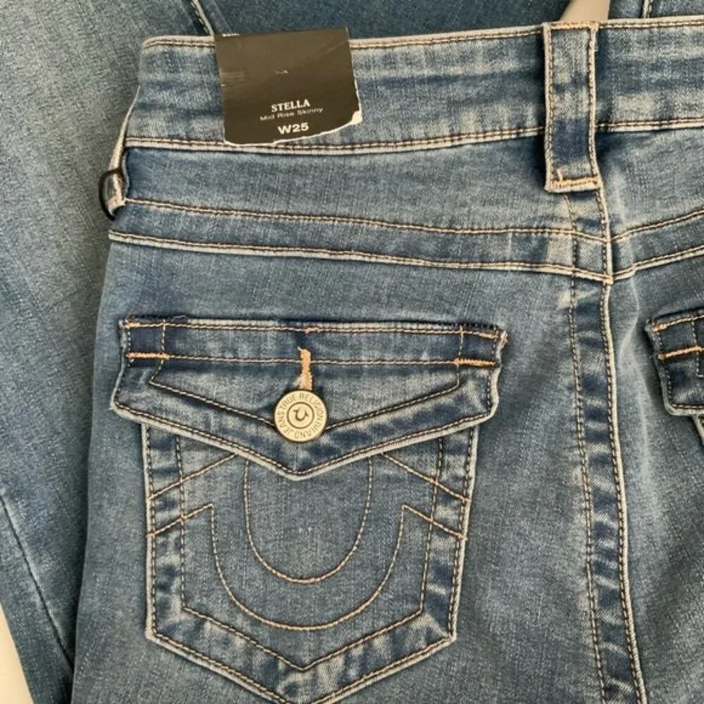 True Religion Stella Mid Rise Skinny Jeans In Humm 25